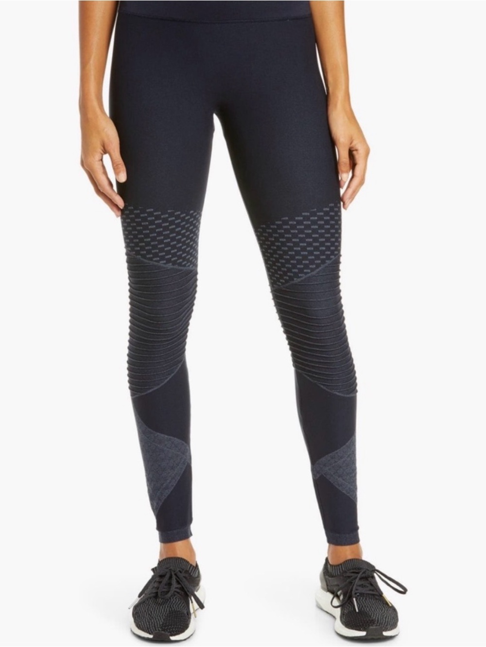 SPANX Black Textured High-Waist Performance Leggings